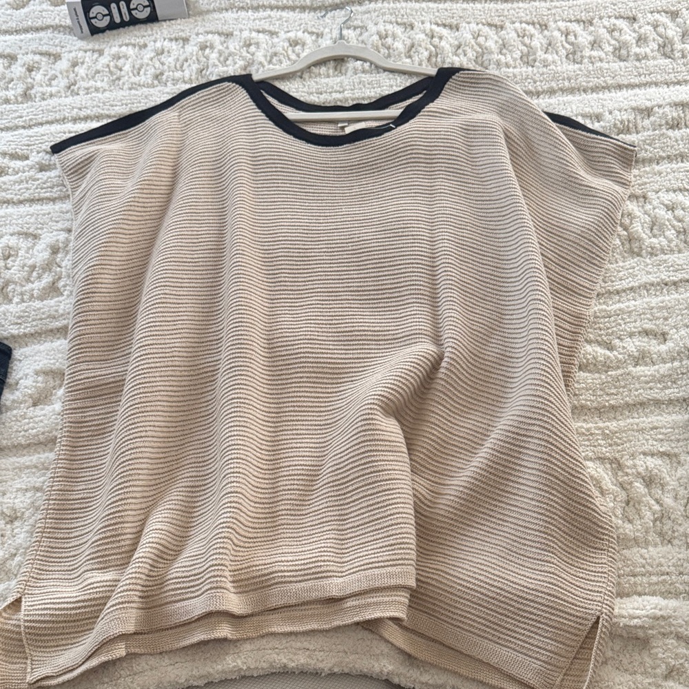 Talbots Black and Cream Knit Top